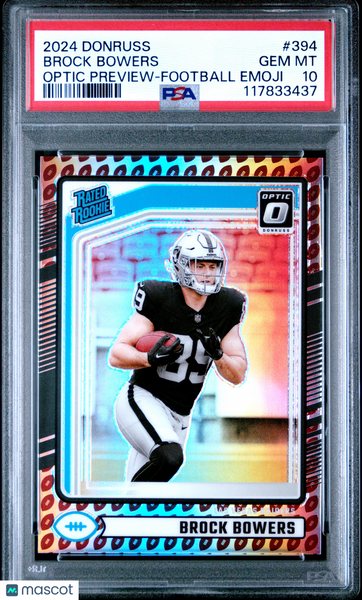 Brock Bowers - 2024 Panini Donruss Optic Preview Football Emoji PSA 10 /