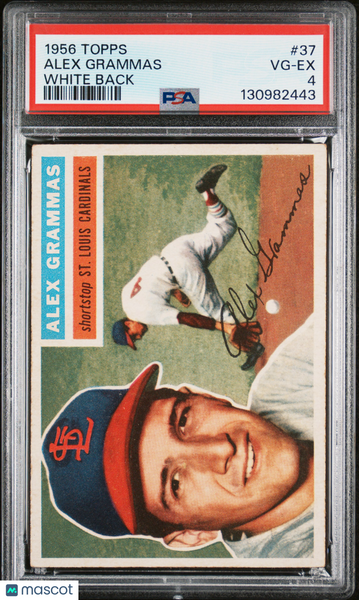 Alex Grammas - 1956 Topps White Back PSA 4