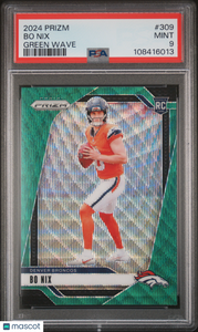 Bo Nix - 2024 Panini Prizm Green Wave PSA 9