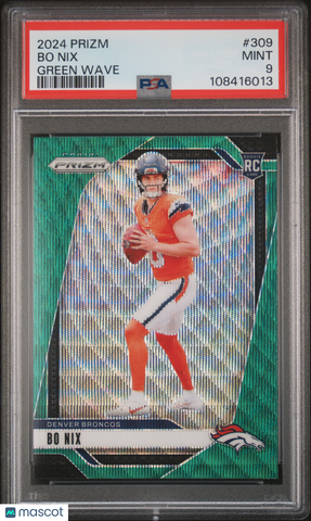 Bo Nix - 2024 Panini Prizm Green Wave PSA 9