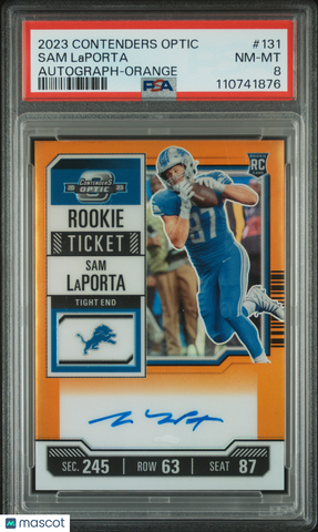 Sam Laporta - 2023 Panini Contenders Optic Autograph Orange PSA 8