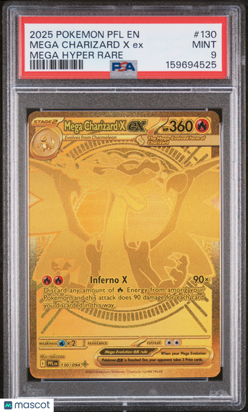 2025 Pokemon PFL EN-Phantasmal Flames Mega Charizard X EX PSA 9 #130