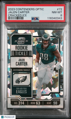 Jalen Carter - 2023 Panini Contenders Optic Cracked Ice PSA 8 16/22