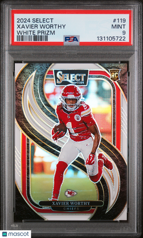 Xavier Worthy - 2024 Panini Select White Prizm PSA 9