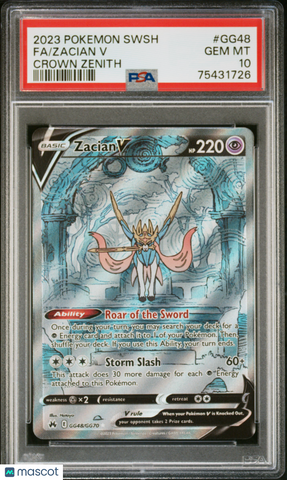 2023 Pokemon Sword And Shield Crown Zenith Zacian V Fa #GG48 Crown Zenith PSA 10