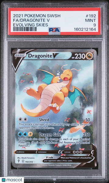 2021 Pokemon Sword & Shield Evolving Skies Dragonite V Evolving Skies PSA 9 #192