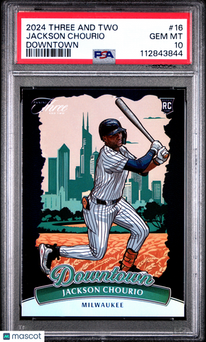 Jackson Chourio - 2024 Panini Three And Two Downtown PSA 10 Blaze Case hit