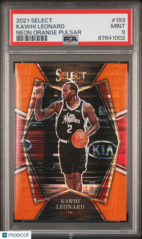 Kawhi Leonard - 2021 Panini Select Neon Orange Pulsar PSA 9 7/15