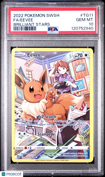 2022 Pokemon Sword & Shield Brilliant Stars Eevee Fa  PSA 10 #TG11