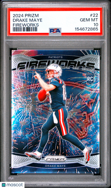 Drake Maye - 2024 Panini Prizm Fireworks Rookie #22 PSA 10