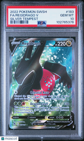 2022 Pokemon Sword Shield Silver Tempest Regidrago V Fa PSA 10 183/195