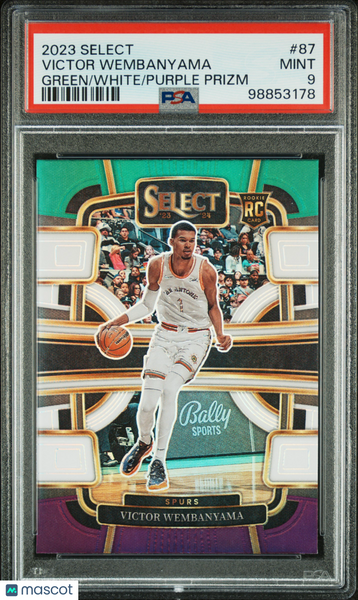 Victor Wembanyama - 2023 Panini Select Green White Purple Rookie Prizm PSA 9