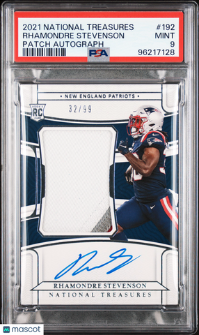 Rhamondre Stevenson - 2021 Panini National Treasures Patch Autograph PSA 9 /99