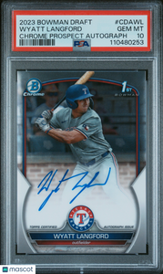 Wyatt Langford - 2023 Bowman Draft Chrome Prospect Autograph PSA 10 GEM MINT