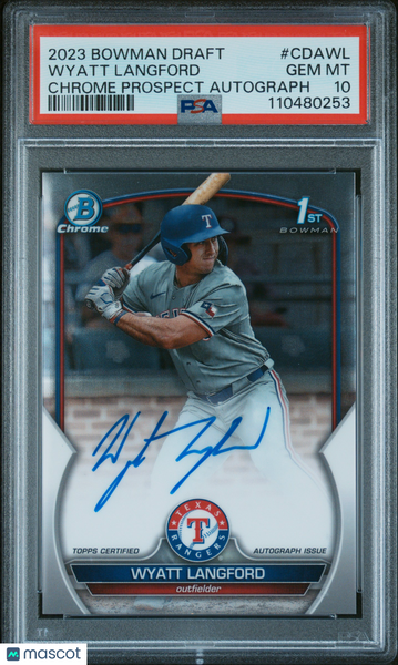 Wyatt Langford - 2023 Bowman Draft Chrome Prospect Autograph PSA 10 GEM MINT