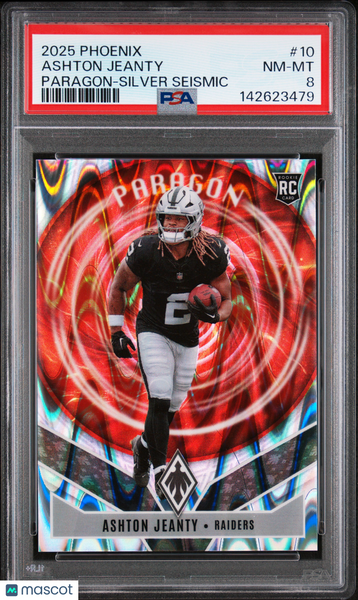 Ashton Jeanty - 2025 Panini Phoenix Paragon Silver Seismic PSA 8