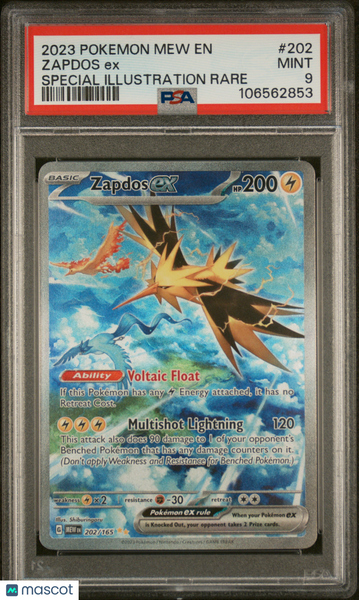 2023 Pokemon Mew EN-151 Zapdos EX Special Illustration Rare PSA 9 #202