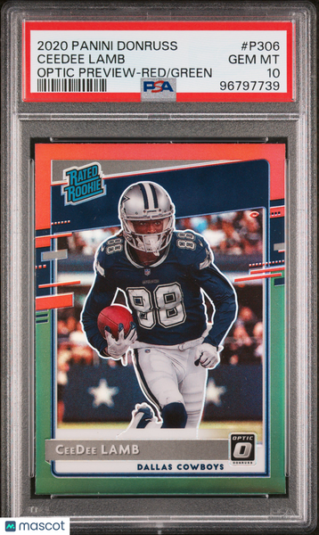 Ceedee Lamb - 2020 Panini Donruss Optic Preview Red Green Rookie PSA 10