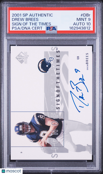 Drew Brees - 2001 SP Authentic Sign Of The Times Rookie Auto PSA 9 Auto 10