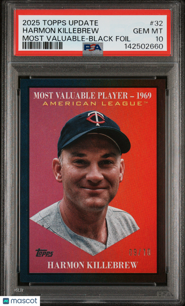Harmon Killebrew - 2025 Topps Update Most Valuable Black Foil PSA 10 09/10
