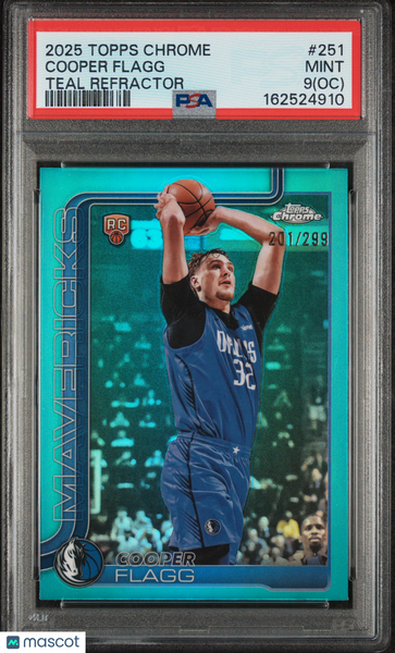 Cooper Flagg - 2025 Topps Chrome Teal Refractor PSA 9 /299 201/299 Oc