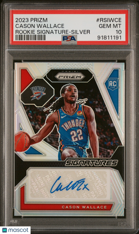 Cason Wallace - 2023 Panini Prizm Rookie Signatures Silver PSA 10