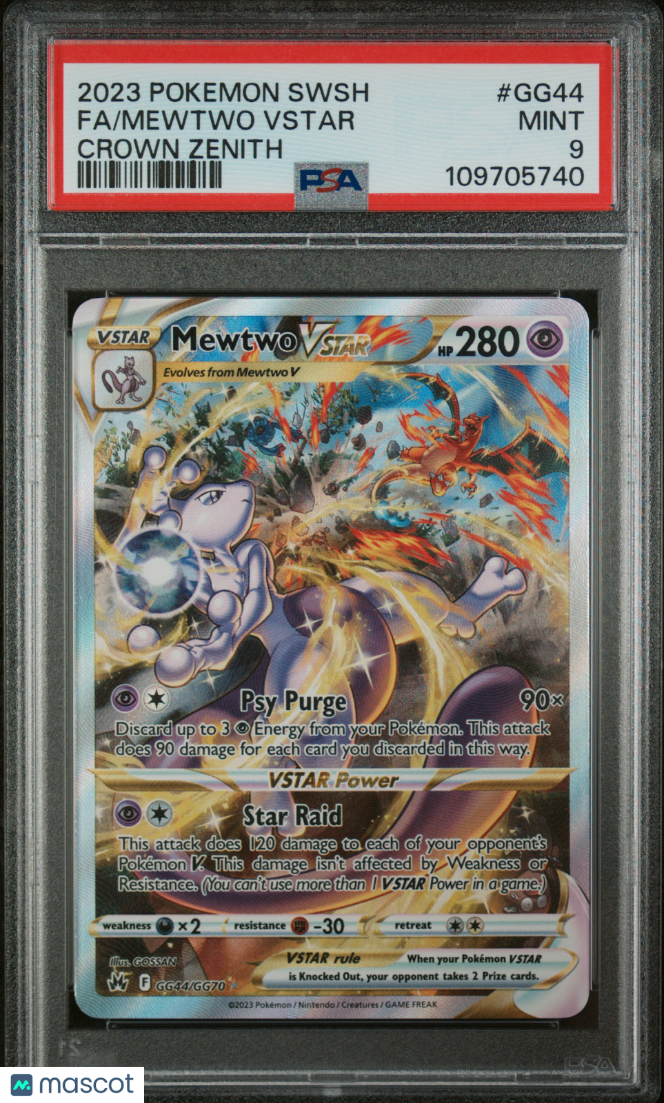 2023 Pokemon Sword And Shield Crown Zenith Mewtwo Vstar Fa #GG44 PSA 9