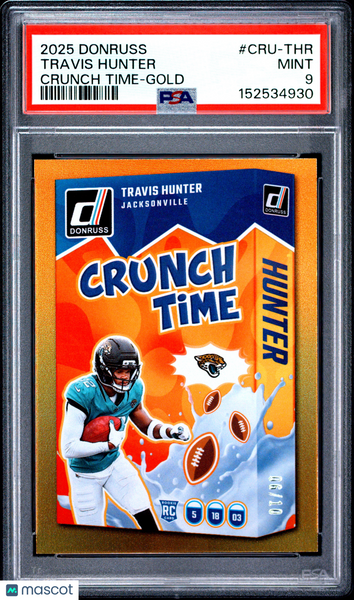 Travis Hunter - 2025 Panini Donruss Crunch Time Gold PSA 9 Rookie