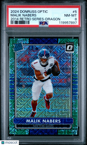 Malik Nabers - 2024 Panini Donruss Optic 2014 Retro Series Dragon PSA 8