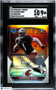 Cameron Ward - 2022 Bowman University Chrome Autograph Refractor SGC 9 245/499