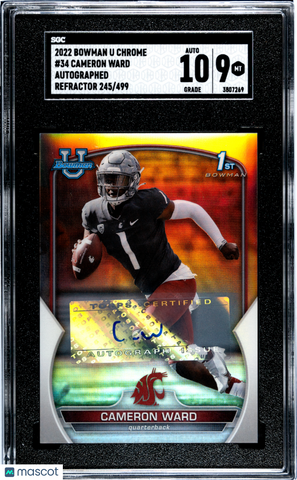 Cameron Ward - 2022 Bowman University Chrome Autograph Refractor SGC 9 245/499