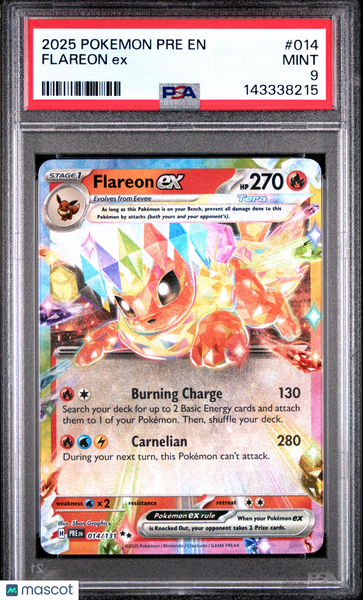 2025 Pokemon Pre EN-Prismatic Evolutions Flareon EX PSA 9 #014