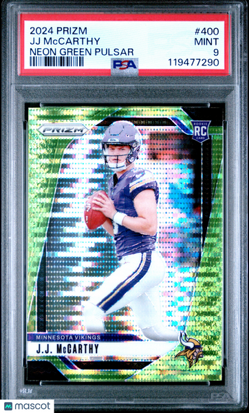 JJ Mccarthy - 2024 Panini Prizm Neon Green Pulsar PSA 9