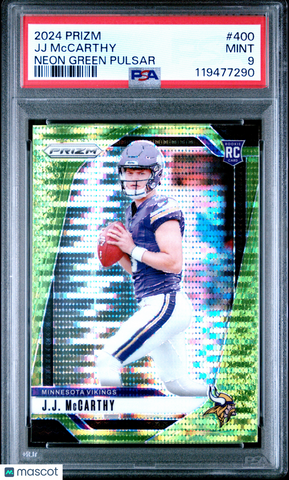 JJ Mccarthy - 2024 Panini Prizm Neon Green Pulsar PSA 9