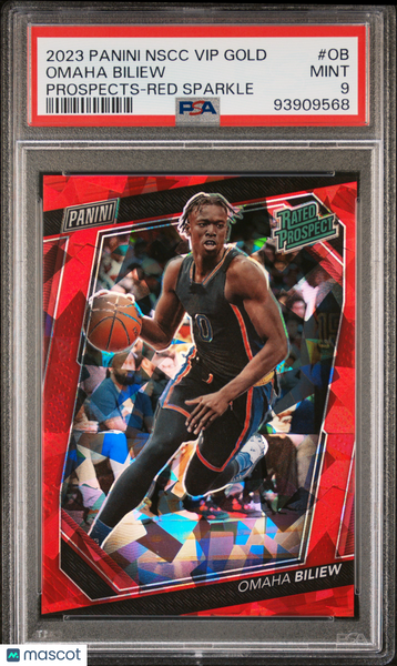 Omaha Biliew - 2023 Panini National Vip Gold Prospects Red Sparkle PSA 9