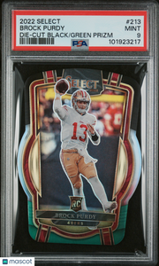 Brock Purdy - 2022 Panini Select Die Cut Black Green Prizm PSA 9