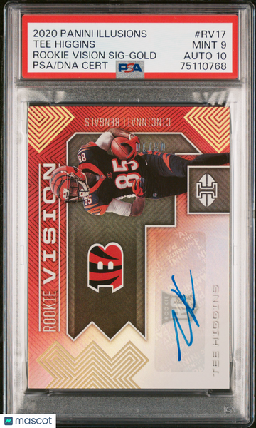 Tee Higgins - 2020 Panini Illusions Rookie Vision Signatures Gold PSA 9