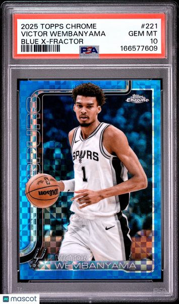 Victor Wembanyama - 2025-26 Topps Chrome Blue X Fractor PSA 10 #221