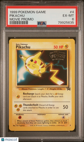 1999 Pokemon Game Movie Pikachu Movie Promo PSA 6 #4