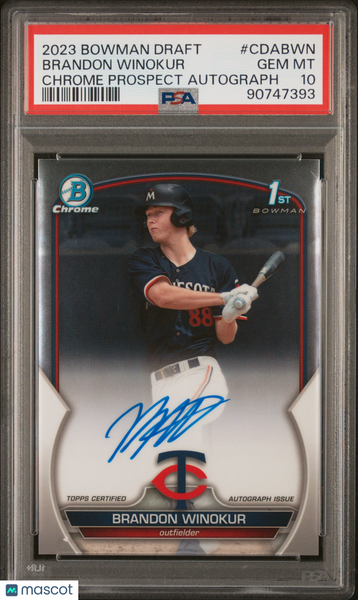 Brandon Winokur - 2023 Bowman Draft Chrome Prospect Autograph PSA 10