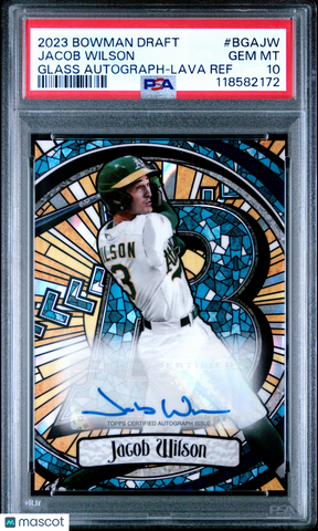 Jacob Wilson - 2023 Bowman Draft Bowman Glass Autograph Lava 48/75 PSA 10