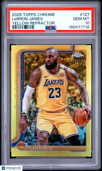 LeBron James - 2025 Topps Chrome Yellow Refractor PSA 10 /275 231/275