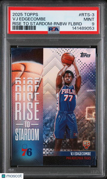 VJ Edgecombe - 2025 Topps Rise To Stardom Rnbw Flbrd PSA 9