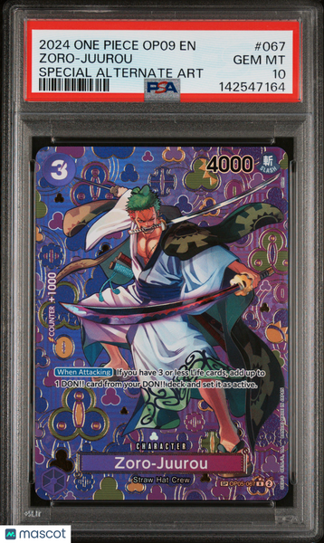 2024 One Piece Op09-Emperors World Zoro-Juurou Special Alternate Art PSA 10 #067