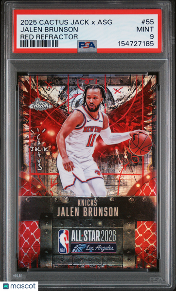 Jalen Brunson - 2025 Topps Chrome Cactus Jack X NBA All-Star Red Refractor PSA 9