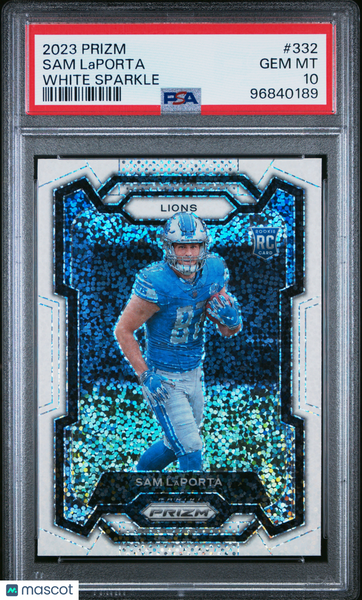 Sam Laporta - 2023 Panini Prizm White Sparkle PSA 10 Case Hit