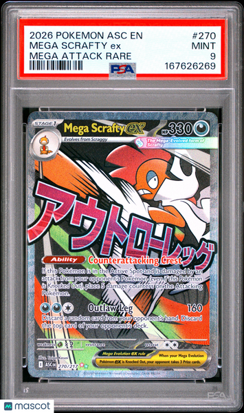 2026 Pokemon Asc EN-Ascended Heroes Mega Scrafty EX Mega Attack Rare PSA 9 #270