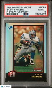Barry Sanders - 1998 Bowman Chrome Preview Refractor PSA 8