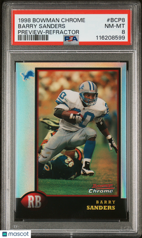 Barry Sanders - 1998 Bowman Chrome Preview Refractor PSA 8