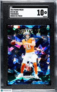 Bo Nix - 2024 Panini Prizm Fireworks Green Ice SGC 10